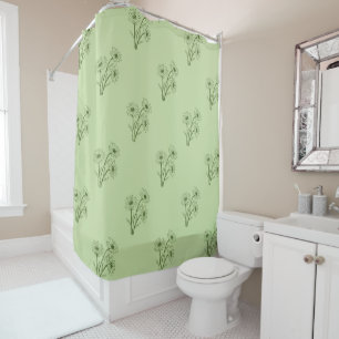 Green Pastel Floral Pattern Vintage Grandmillenial Shower Curtain