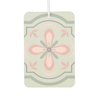 Green Pastel Floral Tiles Car Air Freshener