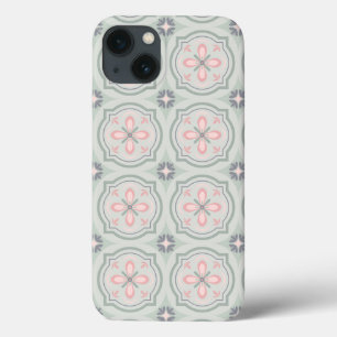 Green Pastel Floral Tiles iPhone 13 Case