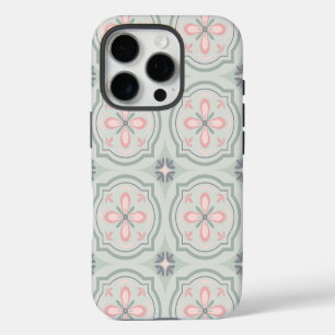 Green Pastel Floral Tiles iPhone 16 Pro Case