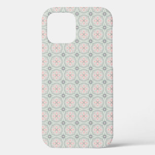 Green Pastel Floral Tiles iPhone 12 Case