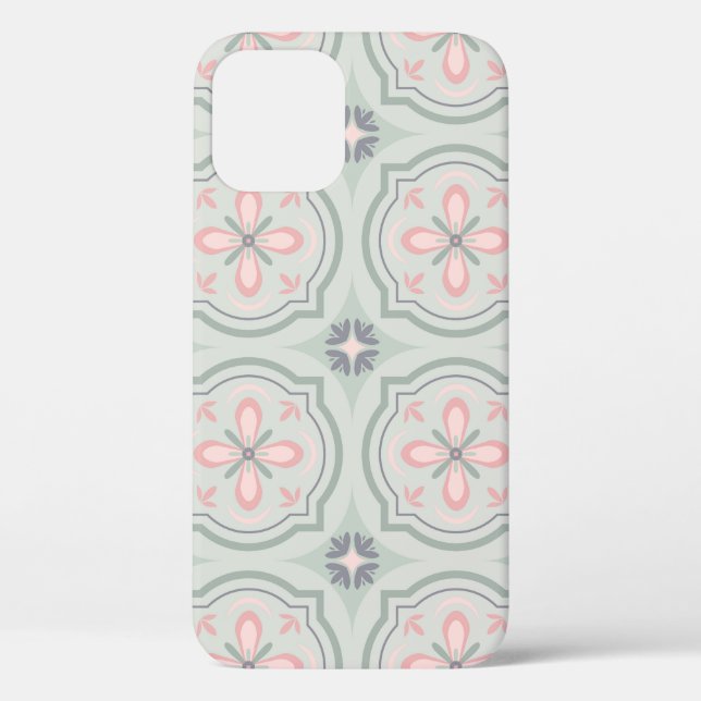 Green Pastel Floral Tiles Case-Mate iPhone Case (Back)