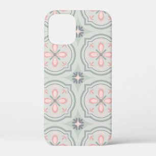 Green Pastel Floral Tiles iPhone 12 Mini Case