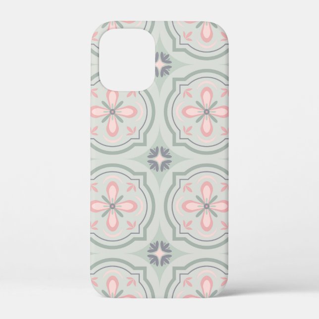 Green Pastel Floral Tiles Case-Mate iPhone Case (Back)