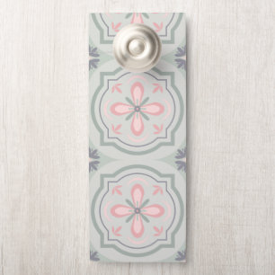 Green Pastel Floral Tiles Door Hanger