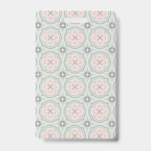 Green Pastel Floral Tiles ID Badge