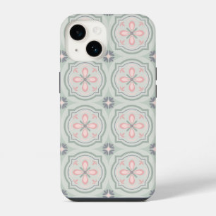 Green Pastel Floral Tiles iPhone 14 Case