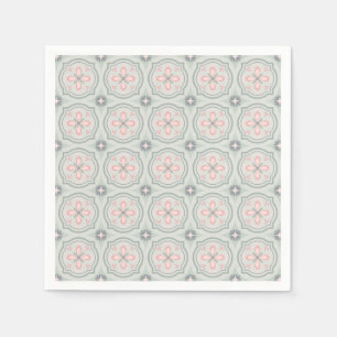 Green Pastel Floral Tiles Napkin