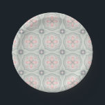 Green Pastel Floral Tiles Paper Plate<br><div class="desc">cool floral shapes pattern</div>