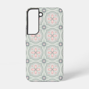 Green Pastel Floral Tiles Samsung Galaxy Case