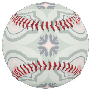Green Pastel Floral Tiles Softball