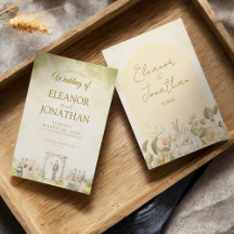 Green Pastel Floral Watercolor Outdoor Wedding