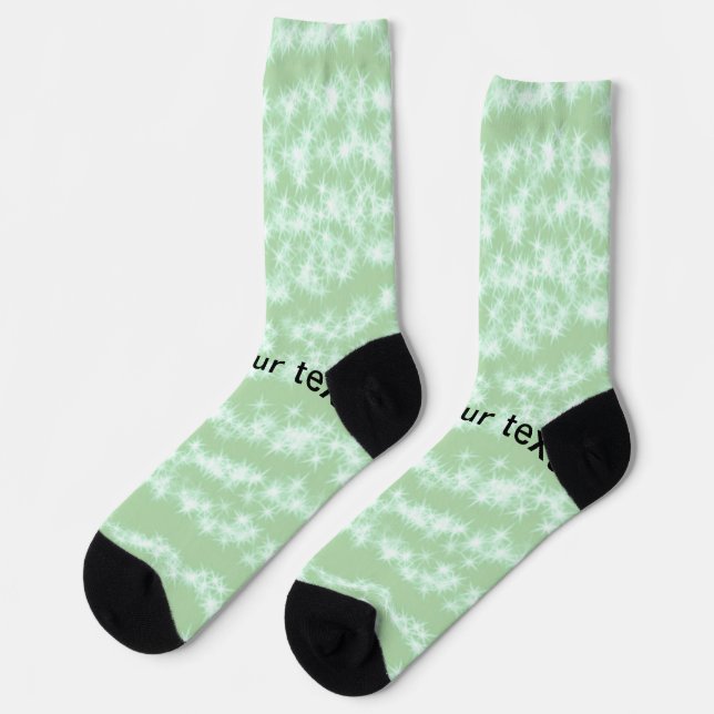 Green pastel glitter sparkle name text boho retro  socks (Left)
