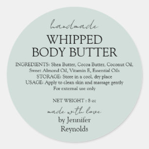 Green Pastel Handmade Body Butter Organic Classic Classic Round Sticker