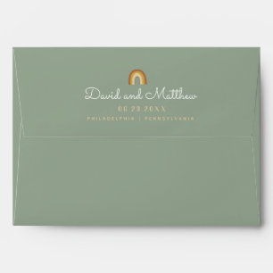 Green pastel Raibow Wedding Envelope