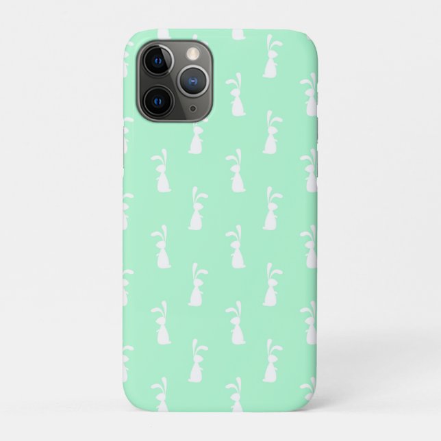 Green Pastel White Rabbit  Easter Spring Season Case-Mate iPhone Case (Back)