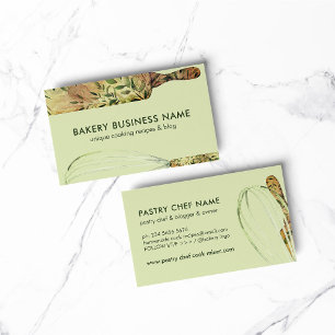 Green Pastry Chef Catering Cake Maker Rolling Pin Business Card