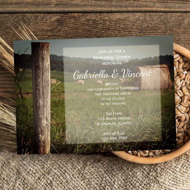 Green Pastures Country Farm Rehearsal Dinner Invitation (Creator Uploaded)