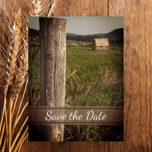 Green Pastures Country Ranch Wedding Save the Date Announcement Postcard