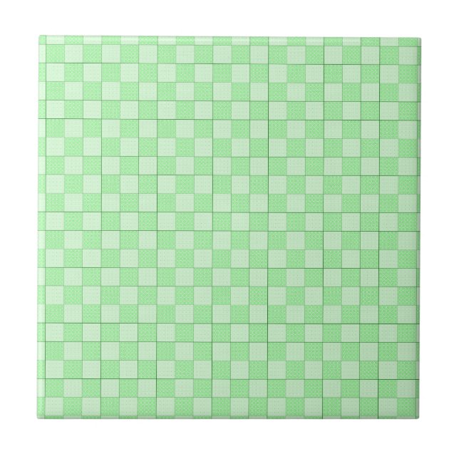 Green Patchwork Pattern Ceramic Tile (Front)