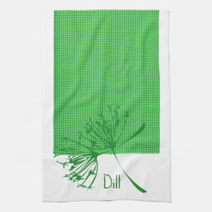 Green Pattern and Spices Dill  Kitchen Designs Tea Towel