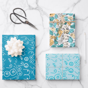 green pattern fun wrapping paper sheets