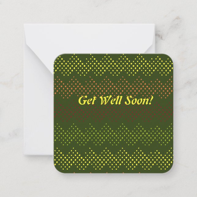 Green Pattern Get well Soon Notecard (Front)