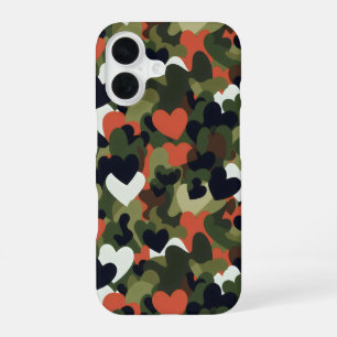 Green Pattern Heart Camouflage iPhone 16 Case