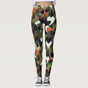 Green Pattern Heart Camouflage Leggings