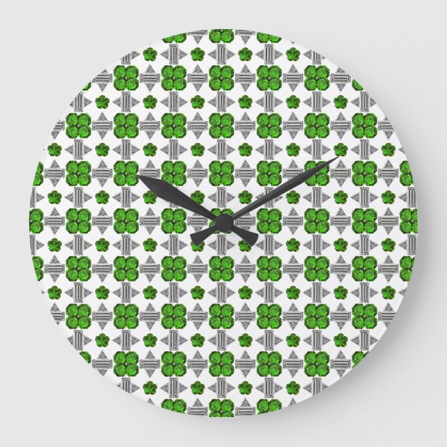 Green Pattern Large Clock (Front)