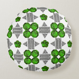 Green Pattern Round Cushion