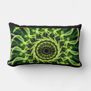 green patternvortexspiraldigital art lumbar cushion