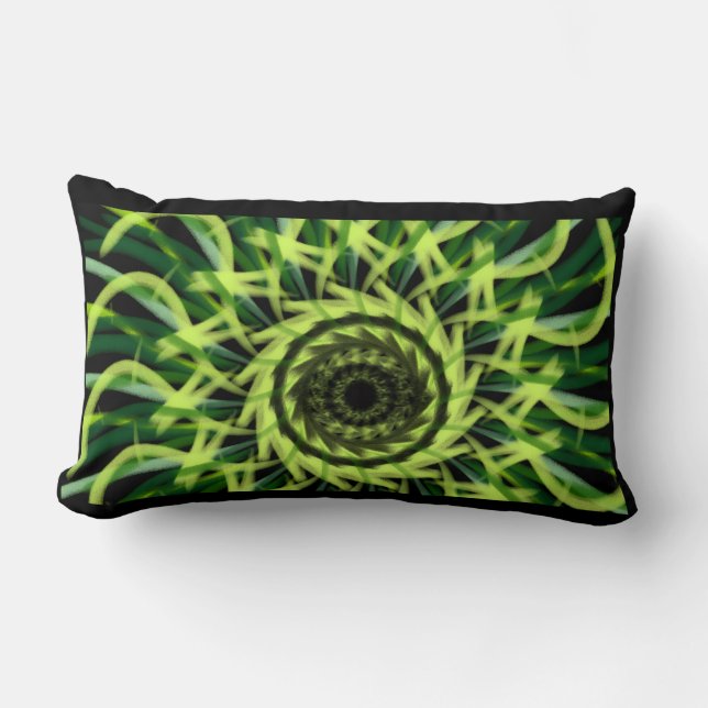 green patternvortexspiraldigital art lumbar cushion (Front)