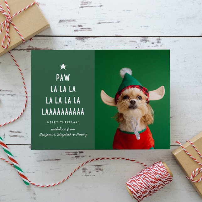 Green Paw La La Pet Christmas  Holiday Card (Creator Uploaded)