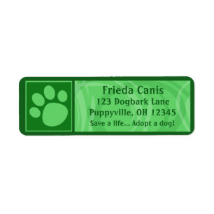 Green Paw Print Address Labels