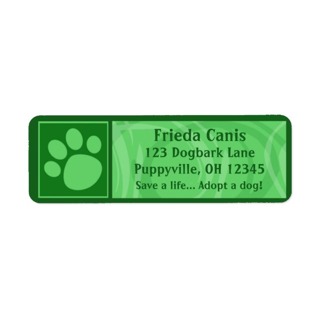 Green Paw Print Address Labels (Front)
