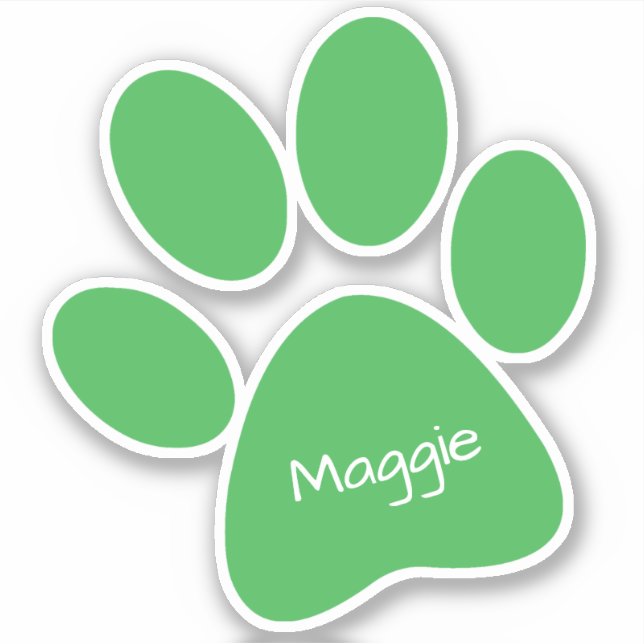 Green Paw Print Custom-Cut Vinyl Sticker (Front)