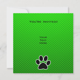 Green Paw Print Invitation