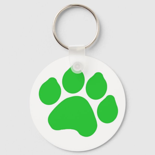 Green Paw Print Keychain (Front)
