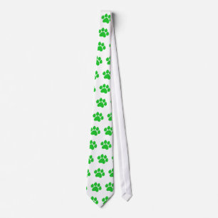 Green Paw Print Tie