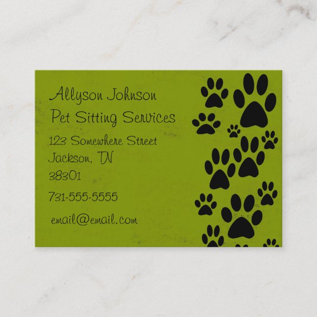 Green Paws Business Cards (Front)