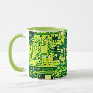 Green PCB board, electronic parts printed circuit Mug