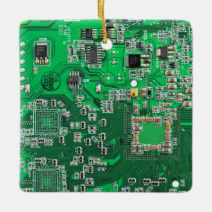 Green PCB Circuit Board Design for IT Pros Ceramic Ornament