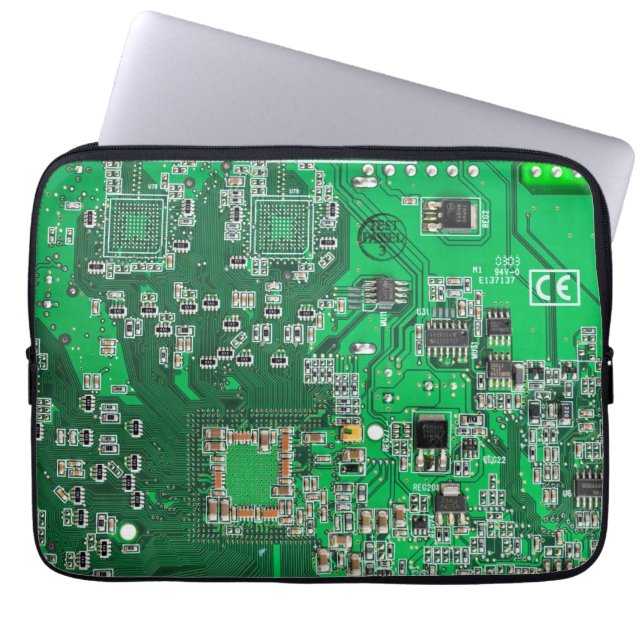 Green PCB Circuit Board Design for IT Pros Laptop Sleeve (Front)