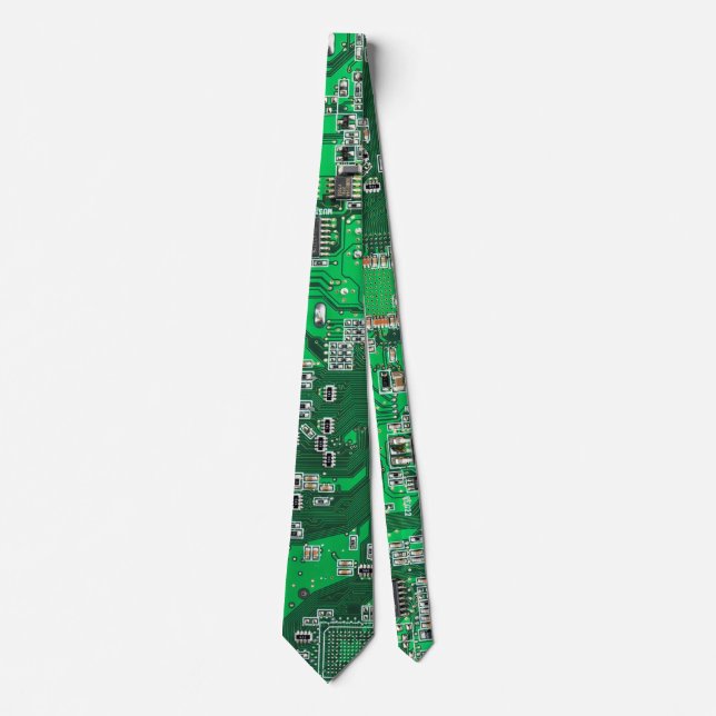 Green PCB Circuit Board Design for IT Pros Tie (Front)
