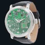 Green PCB Circuit Board Design for IT Pros Watch<br><div class="desc">The Ultimate Aesthetic for Tech Visionaries Redefine your professional space with this high-definition graphic featuring a detailed Printed Circuit Assembly (PCBA). Captured in vibrant, deep green tones with crisp silver and white conductive traces, this design showcases the intricate architecture of modern electronics—including integrated circuits, resistors, and capacitors—in stunning clarity. The...</div>