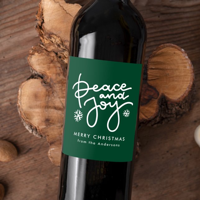 Green Peace and Joy Holiday Wine Label (Creator Uploaded)