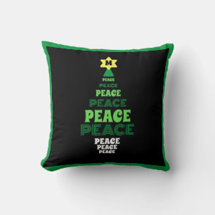 Green Peace Christmas Tree Single Initial Cushion