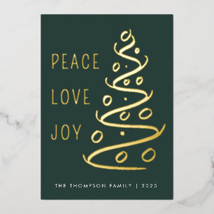Green Peace Love Joy Tree Holiday Gold