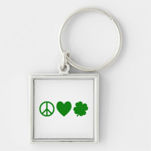 Green Peace Love & Shamrocks Key Ring